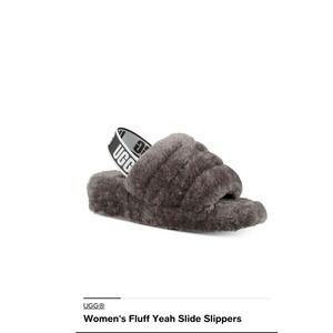 UGG Fluff Yeah Slide Slippers Women's Charcoal Gray Size 8